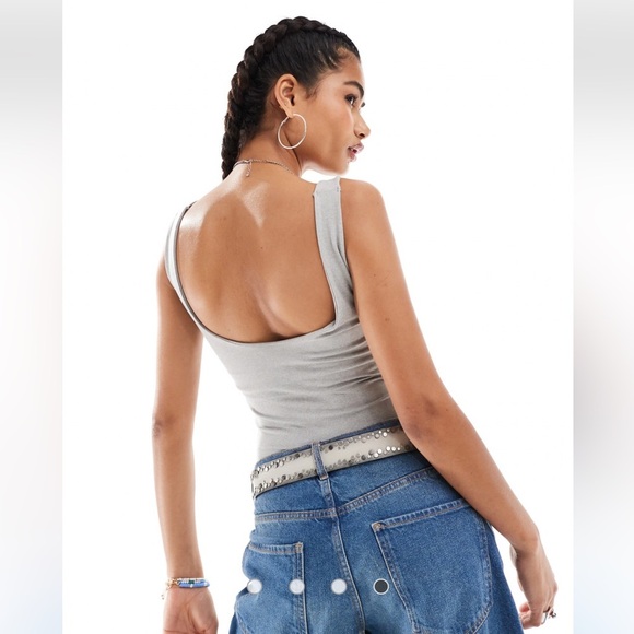 Free People Intimately Clean Lines Bodysuit Dark Grey Size XS/S $48 Retail NWT - Picture 3 of 5